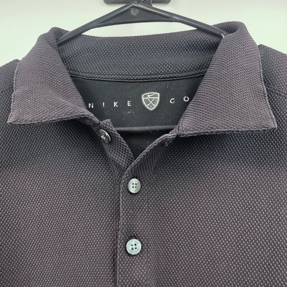 NIKE GOLF POLO SHIRT MENS XL BLACK TEXTURED WAFFLE KNIT PERFORMANCE SHORT SLEEVE - Picture 4 of 11